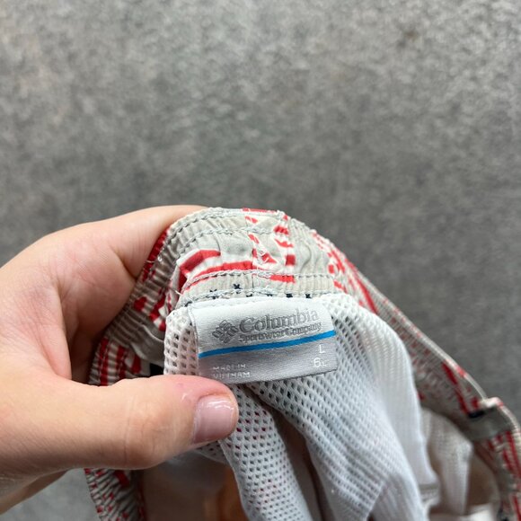 Columbia Sportswear Shorts Mens Large Beige American Flag Fish Print Swim Trunks - Picture 9 of 10